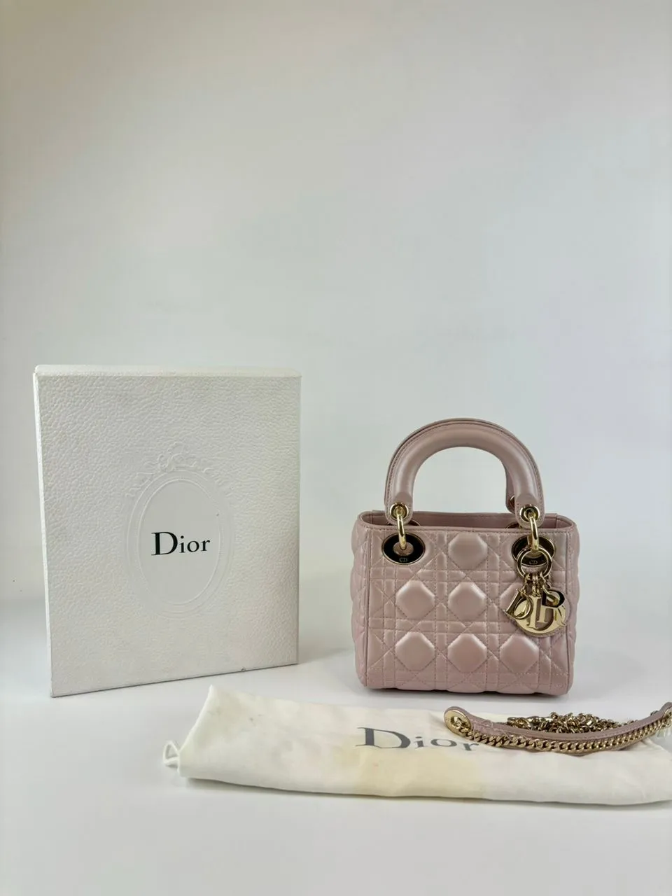 Mini Lady Dior Lotus Pearlescent Cannage Lambskin LGHW