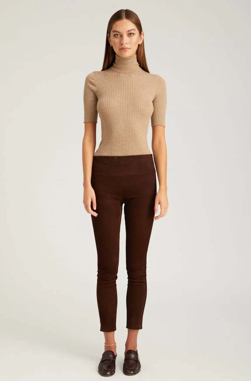 Mocha Suede Ankle Leggings