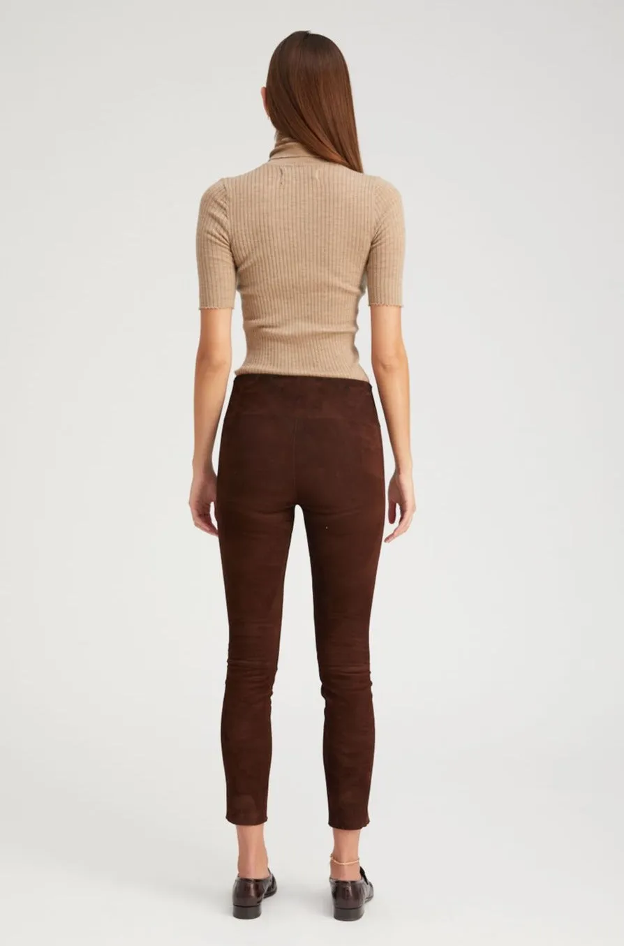 Mocha Suede Ankle Leggings