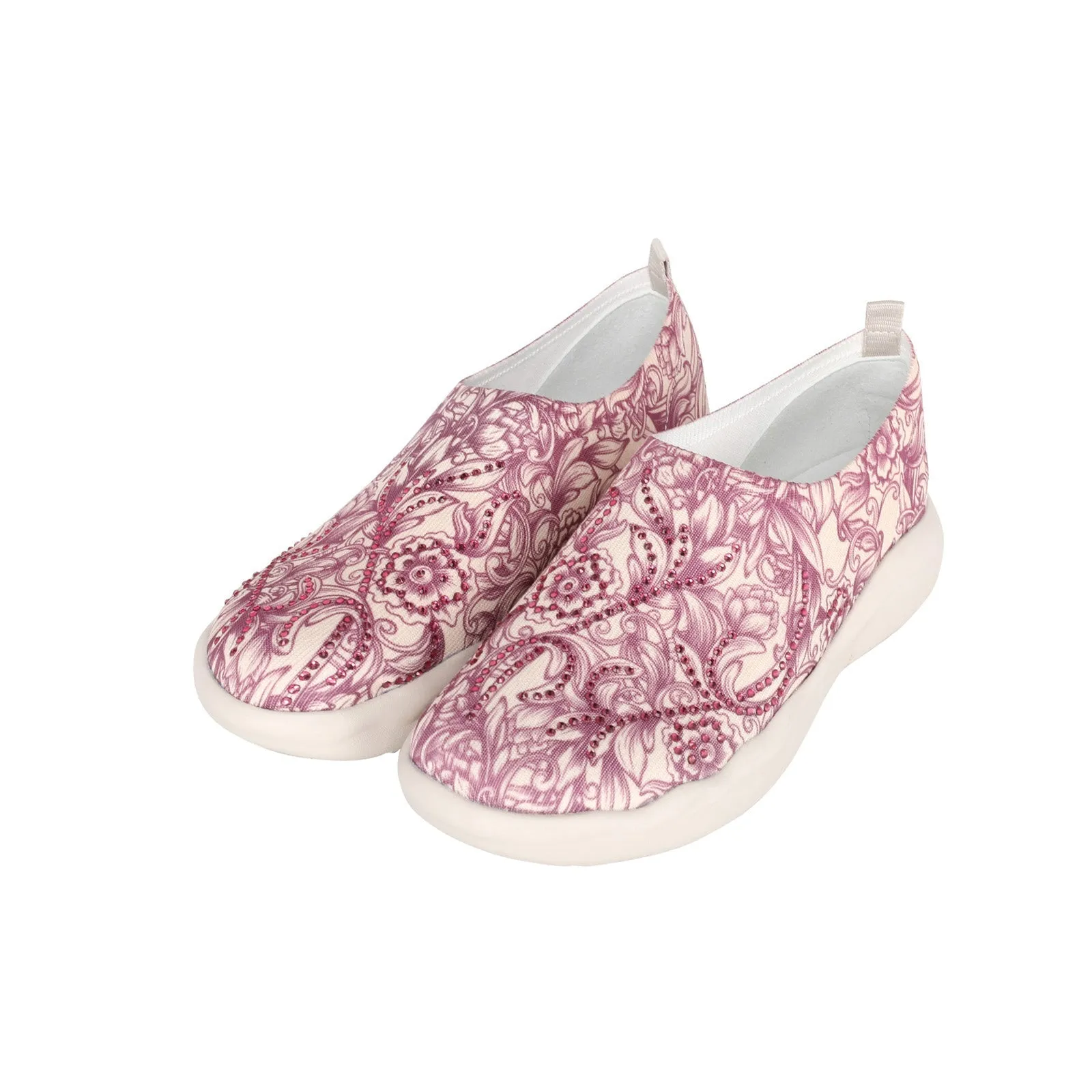 Montana West Rhinestones Floral Slip On Sneaker