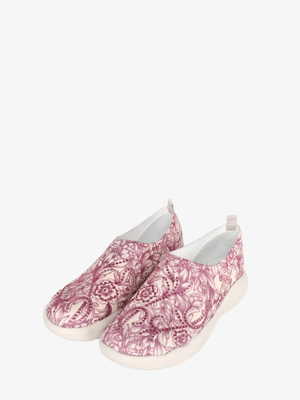 Montana West Rhinestones Floral Slip On Sneaker