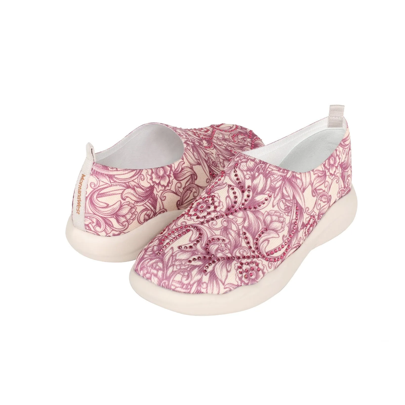 Montana West Rhinestones Floral Slip On Sneaker