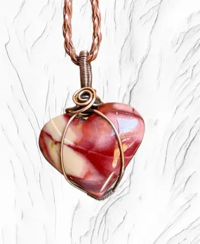 Mookaite Jasper Wire Wrapped Heart Pendant