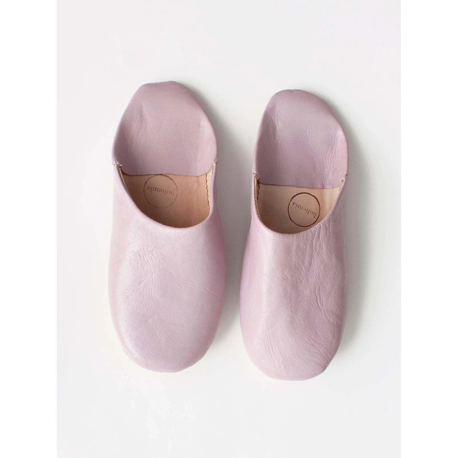 Moroccan Leather Babouche Slippers in Pink