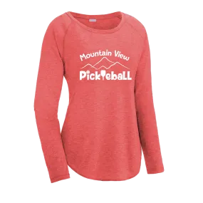 Mountain View Pickleball Club | Women's Long Sleeve Scoop Neck Pickleball Shirts | 75/13/12 poly/cotton/rayon