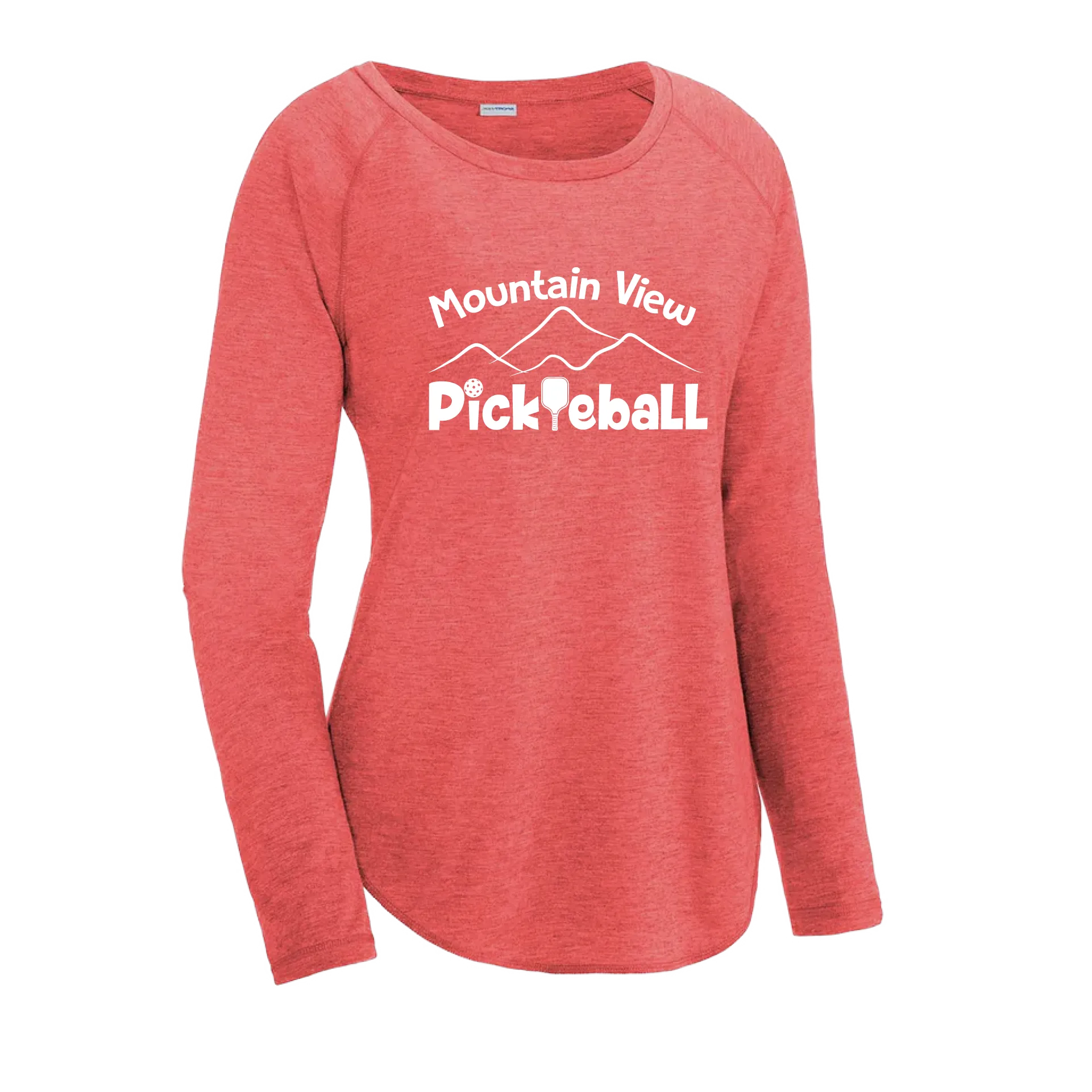 Mountain View Pickleball Club | Women's Long Sleeve Scoop Neck Pickleball Shirts | 75/13/12 poly/cotton/rayon