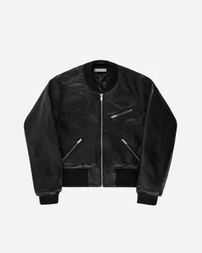 Nappa Calfskin Four-Zip Bomber Jacket