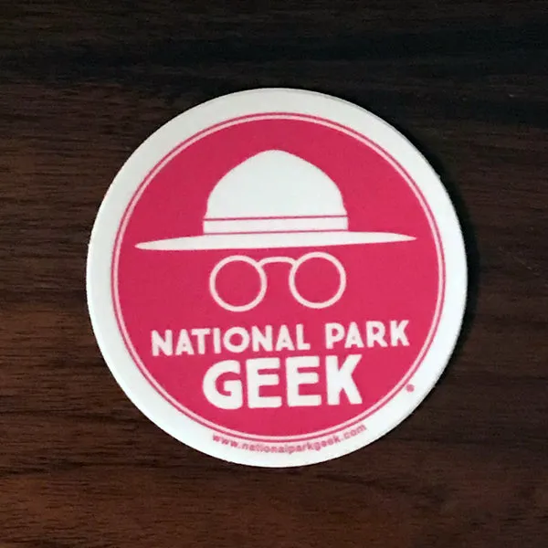 National Park Geek Logo Pink Sticker (includes US shipping, via USPS only)