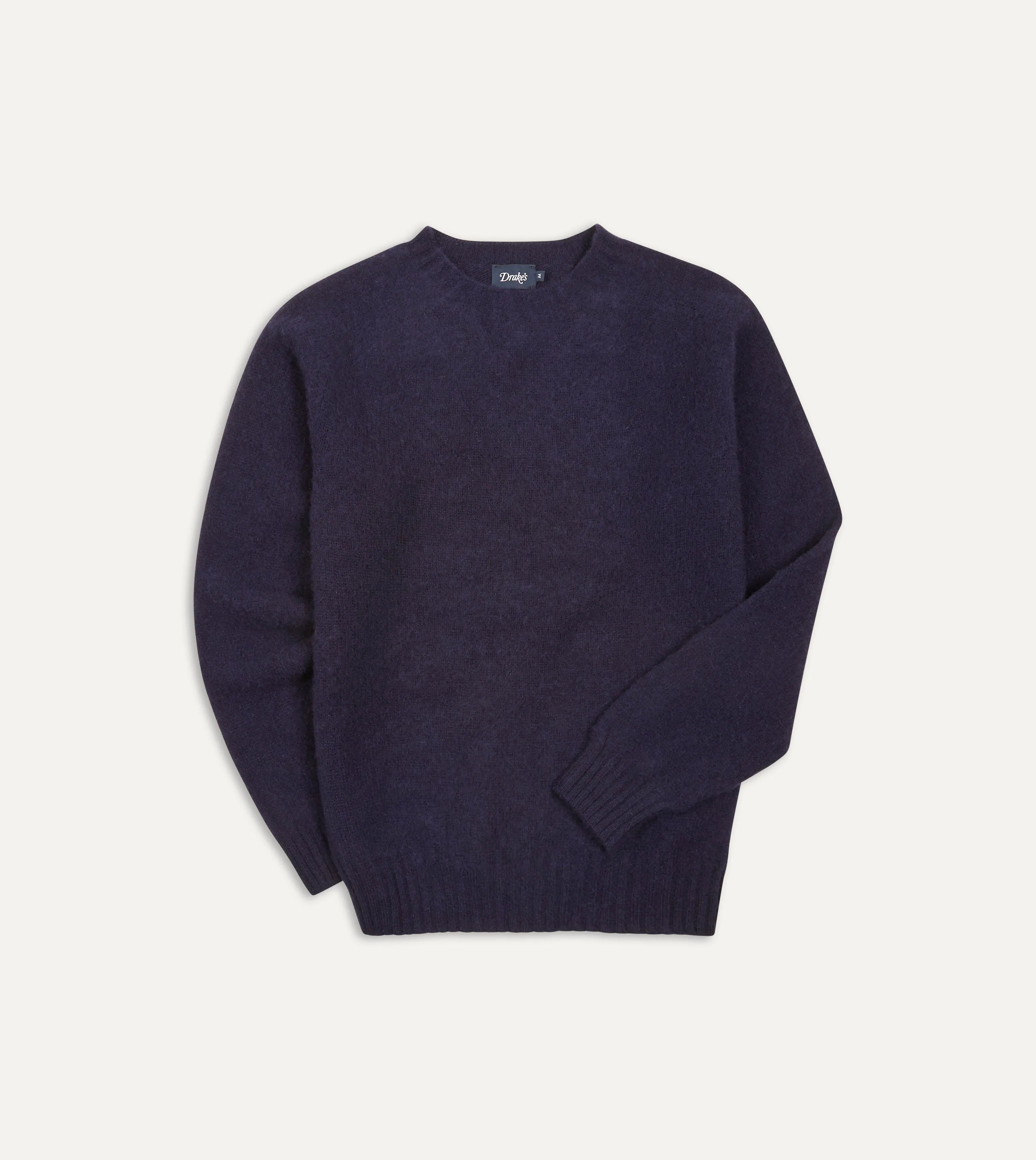 Navy Brushed Shetland Crew Neck Jumper