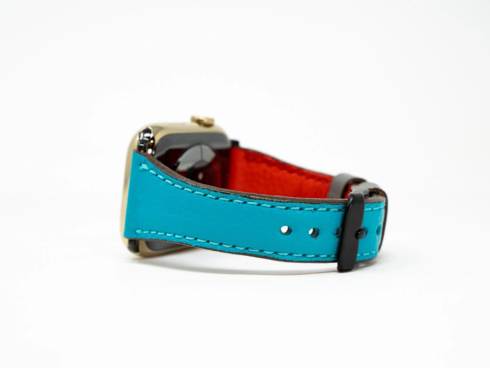 Olpr. leather goods co. Petite Single Italian Leather Apple Watch Band - Turquoise & Red