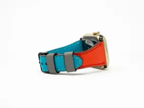 Olpr. leather goods co. Petite Single Italian Leather Apple Watch Band - Turquoise & Red