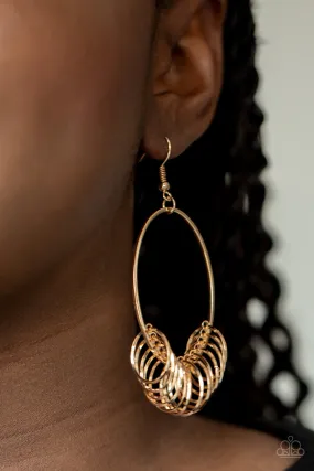 Paparazzi Accessories - Halo Effect #L68 - Gold Earrings