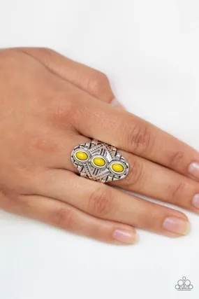 Paparazzi Accessories  - Mayan Motif  #RO1/D1 -  Yellow ring