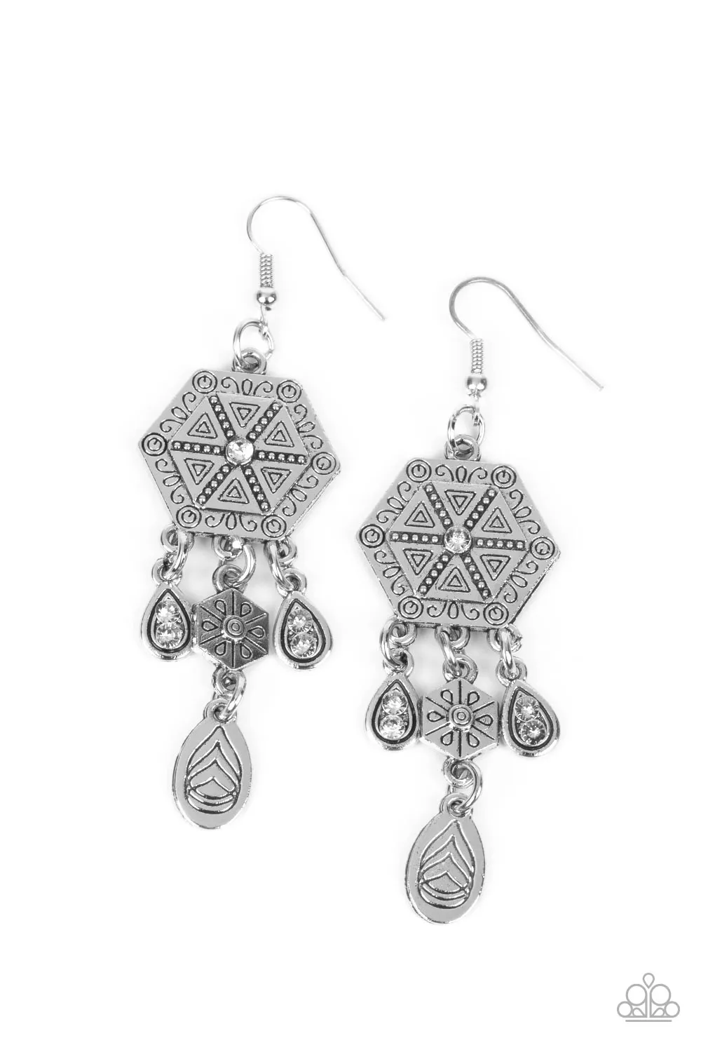 Paparazzi Dreamcatcher Delight White Earrings