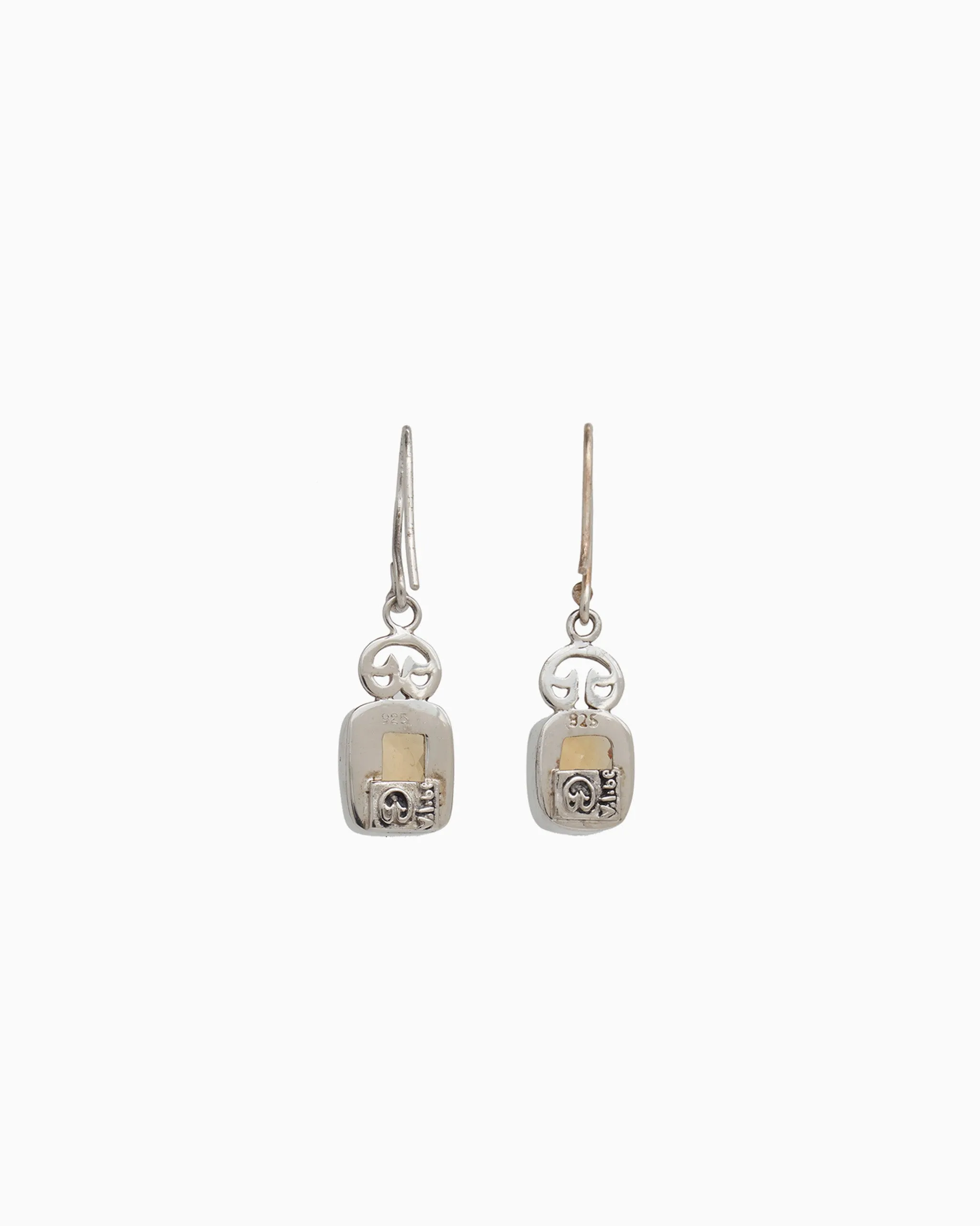 Petroglyph & Elongated Stone Drop Earrings - Citrine