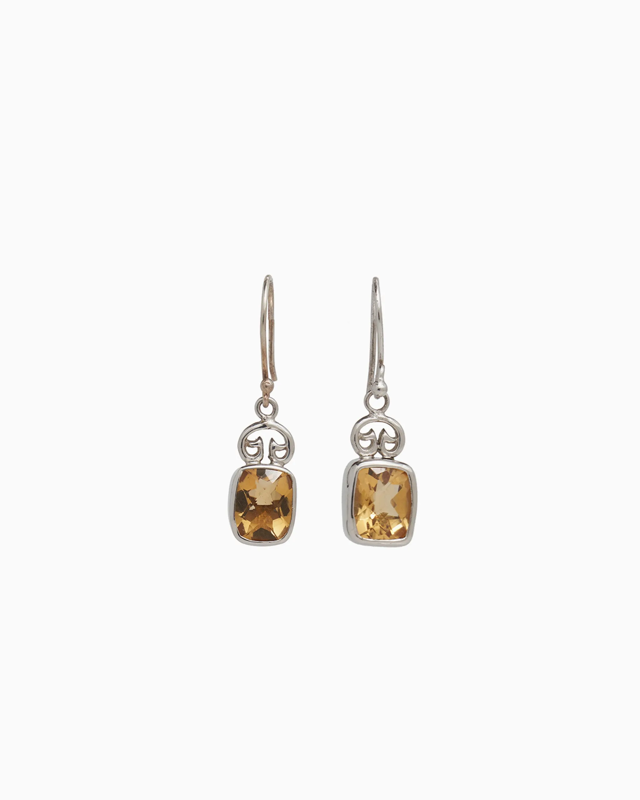 Petroglyph & Elongated Stone Drop Earrings - Citrine