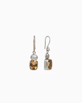 Petroglyph & Elongated Stone Drop Earrings - Citrine