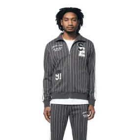 Pin Striped Varsity Track Jacket - Pavement