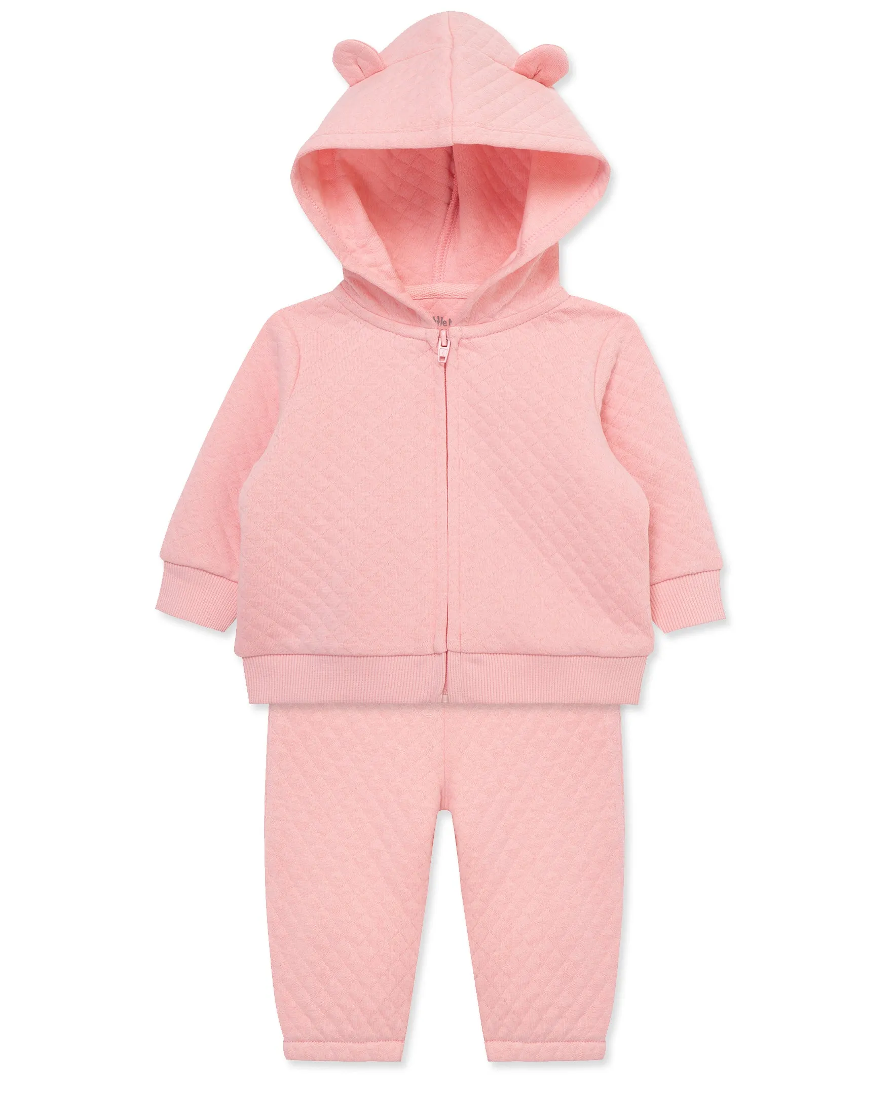 Pink Quilted Hoodie Set