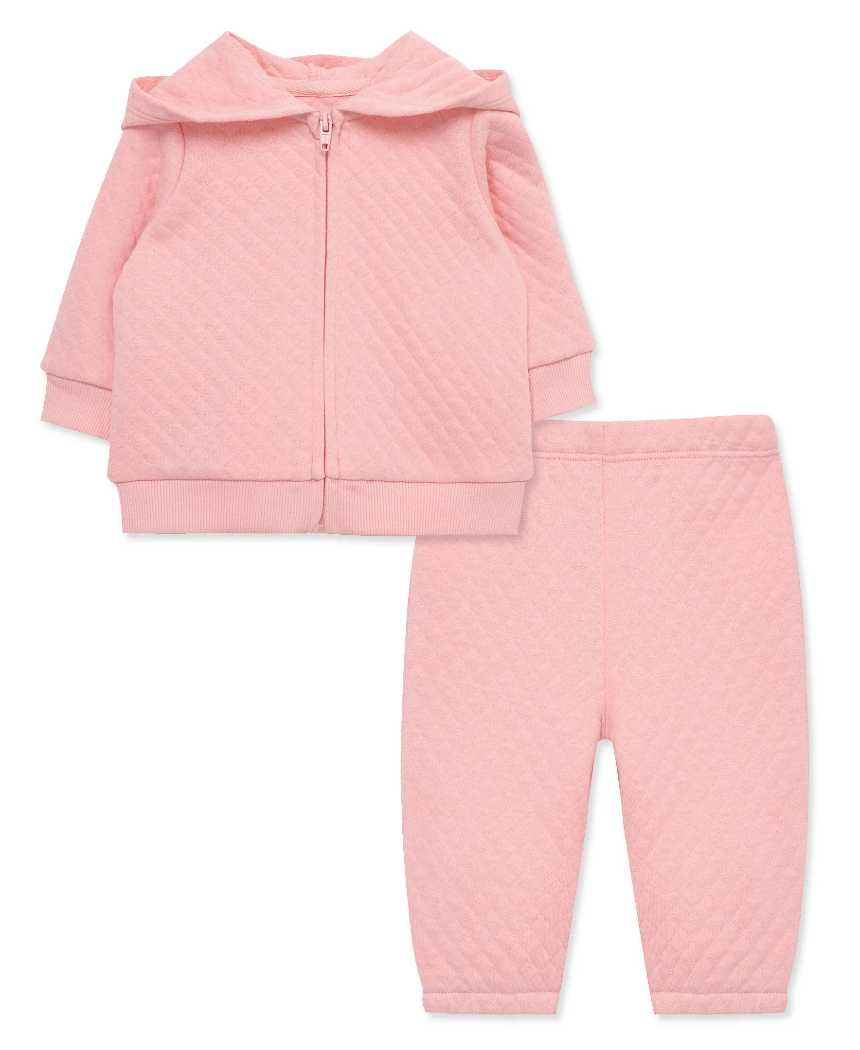 Pink Quilted Hoodie Set