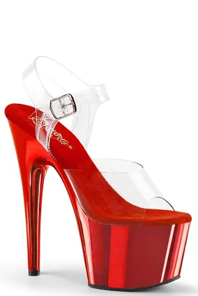 Pleaser USA Adore-708 7inch Pleasers - Chrome Red