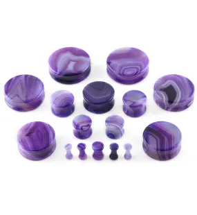 Purple Line Agate Stone Plugs