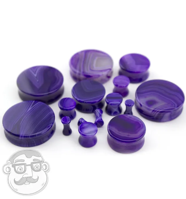 Purple Line Agate Stone Plugs