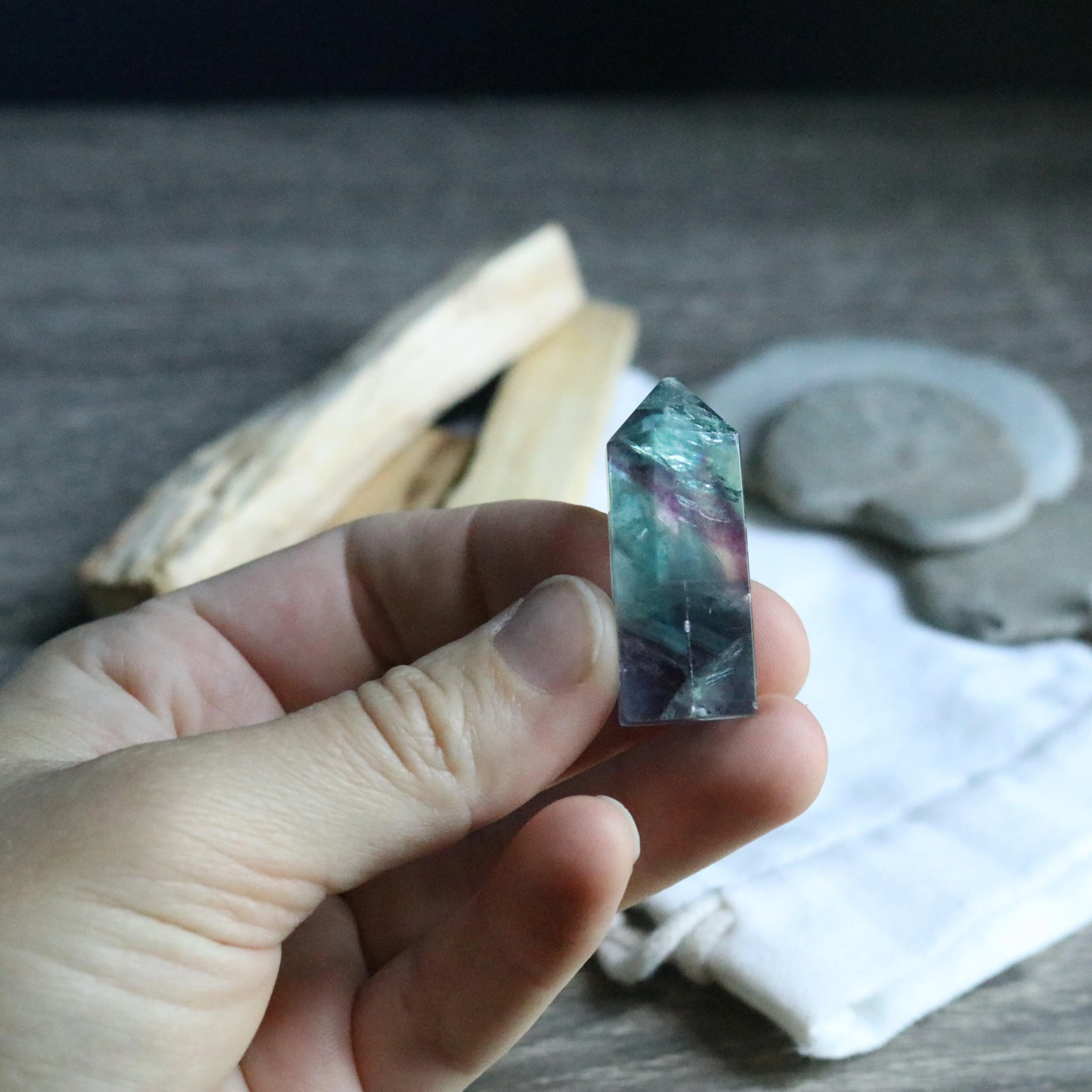 Rainbow Fluorite Polished Point Mini