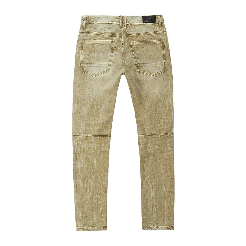 Rip And Repaired Color Denim Jeans - Light Oak