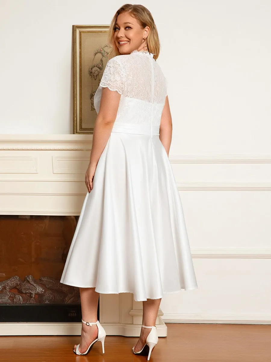 Romantic V-neck Lace Bodice Wedding Guest Dress with Pockets