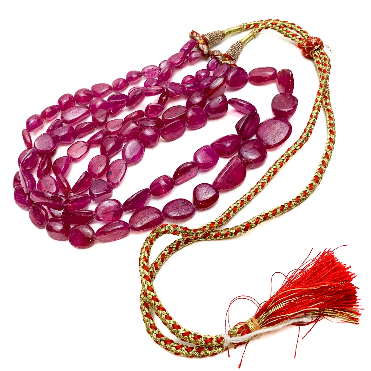 Ruby Smooth Graduated Nugget Double Strand Necklace