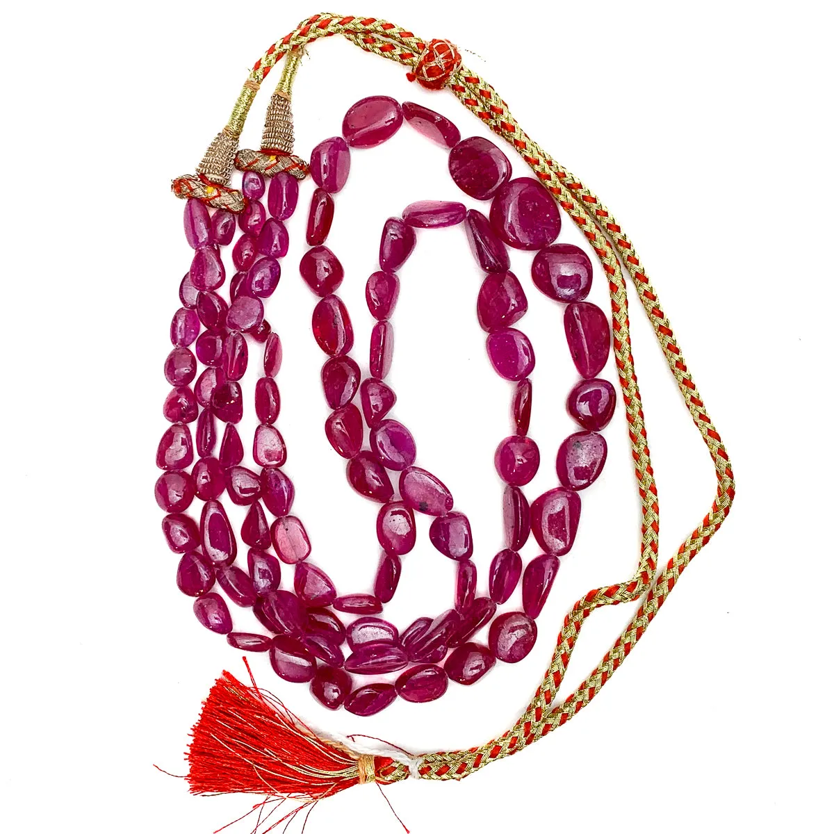 Ruby Smooth Graduated Nugget Double Strand Necklace