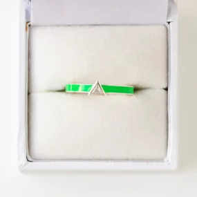 SAMPLE SALE- CZ Green Enamel Ring - Size UK M