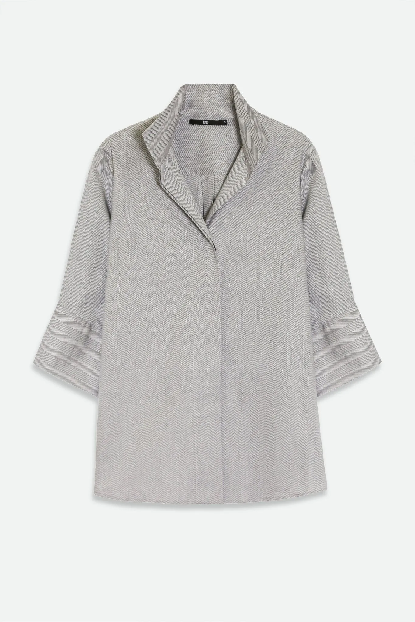 SCARLETT BLOUSE IN ITALIAN COTTON GREY HERRINGBONE