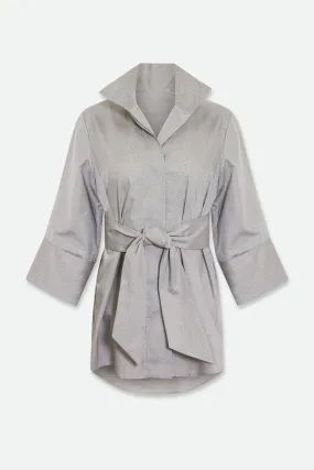 SCARLETT BLOUSE IN ITALIAN COTTON GREY HERRINGBONE