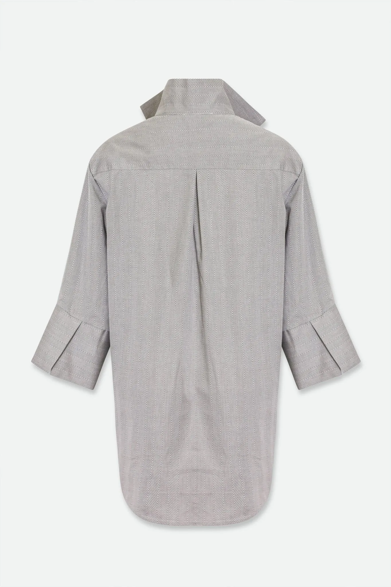 SCARLETT BLOUSE IN ITALIAN COTTON GREY HERRINGBONE