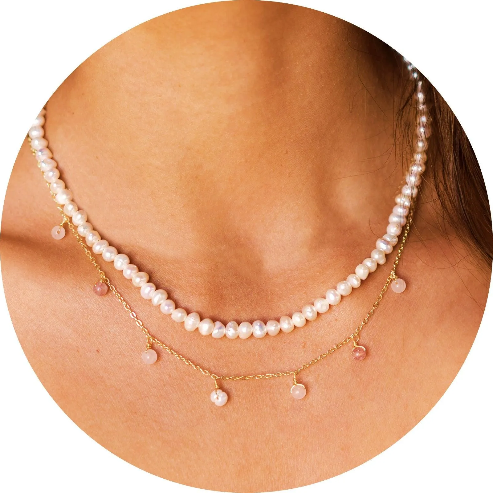 Self Love 4mm   Dewdrop Necklace Stack