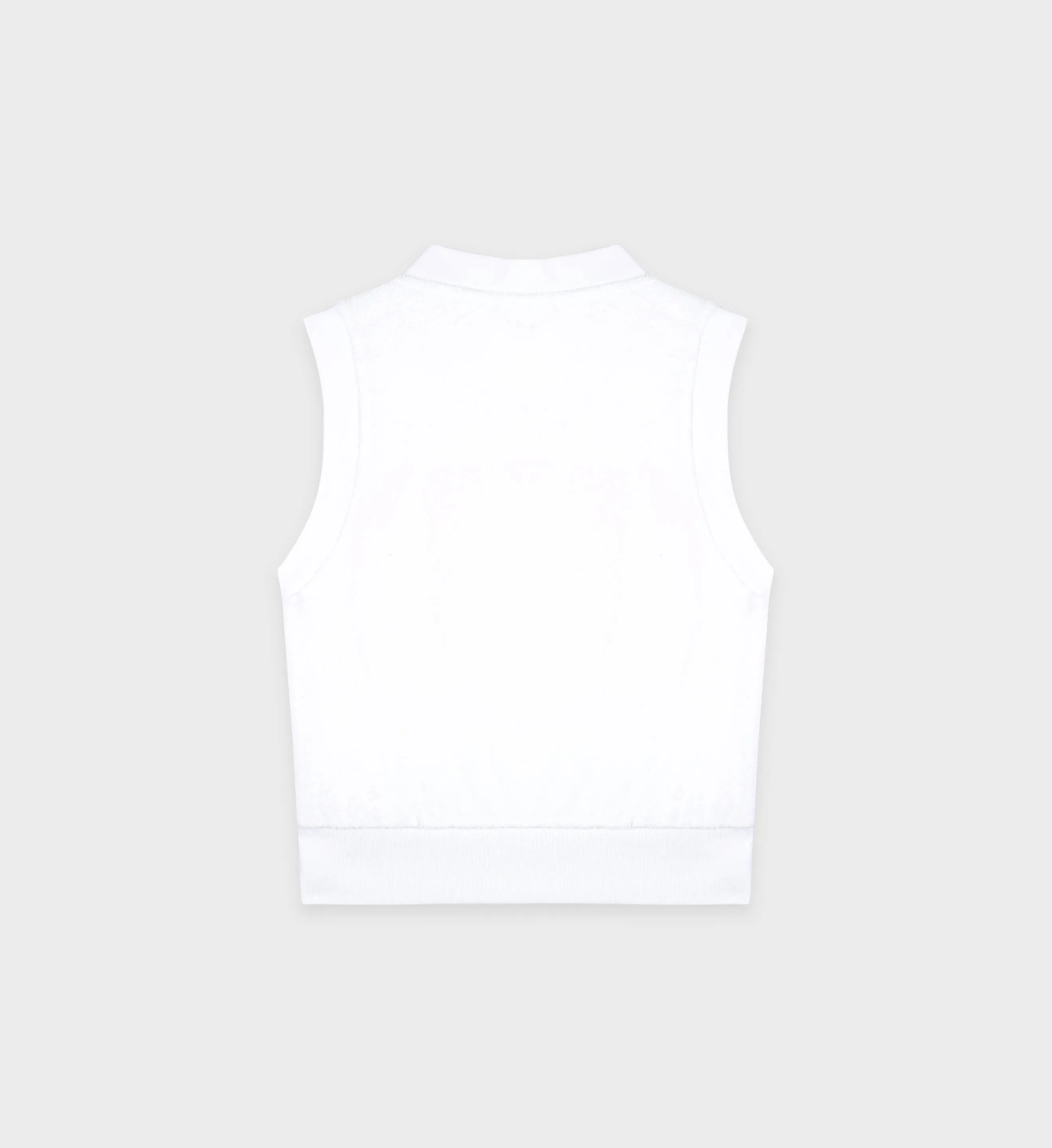 Serif Logo V-Neck Terry Vest - White/Navy