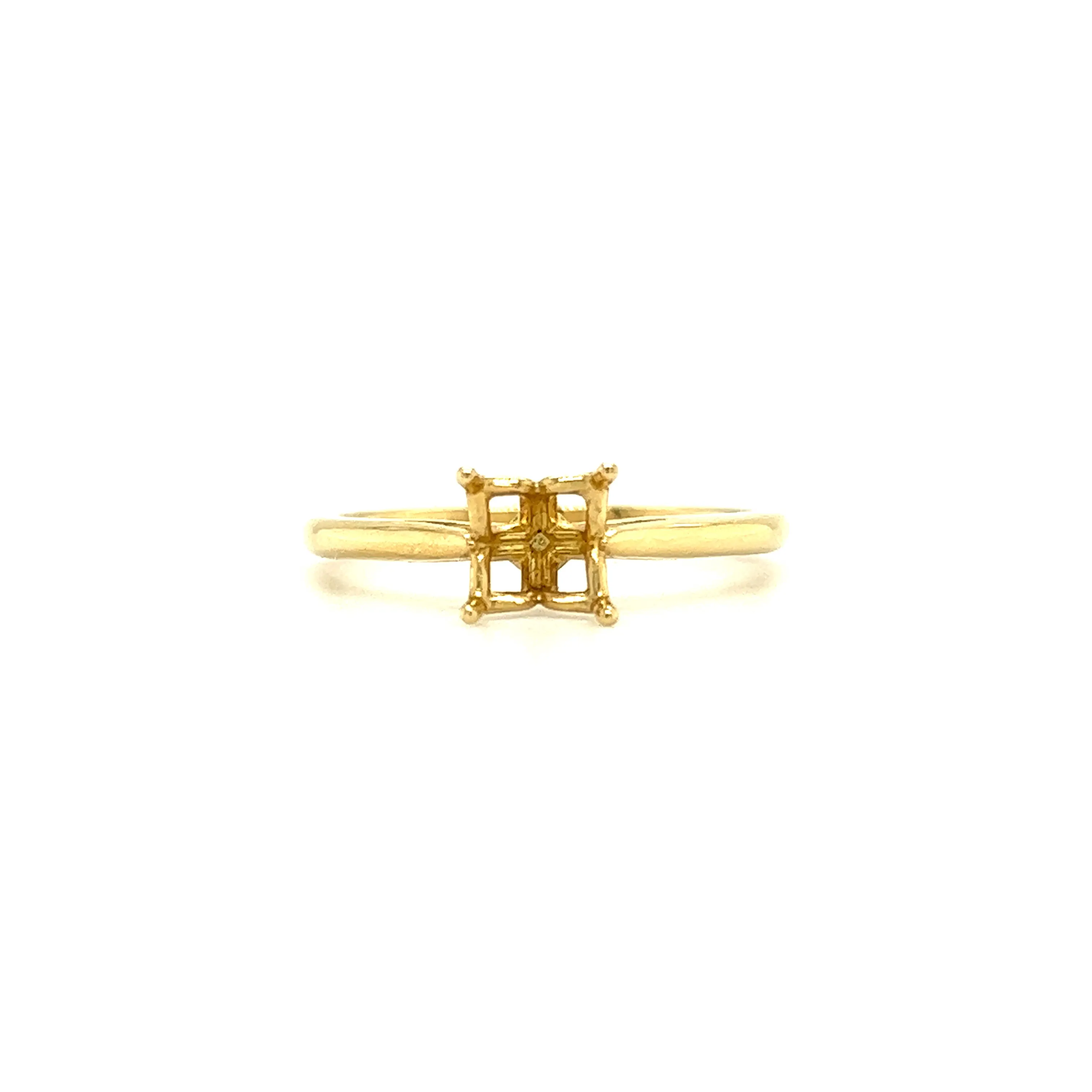 Solitaire Ring Setting with Four Prong Head in 14K Yellow Gold