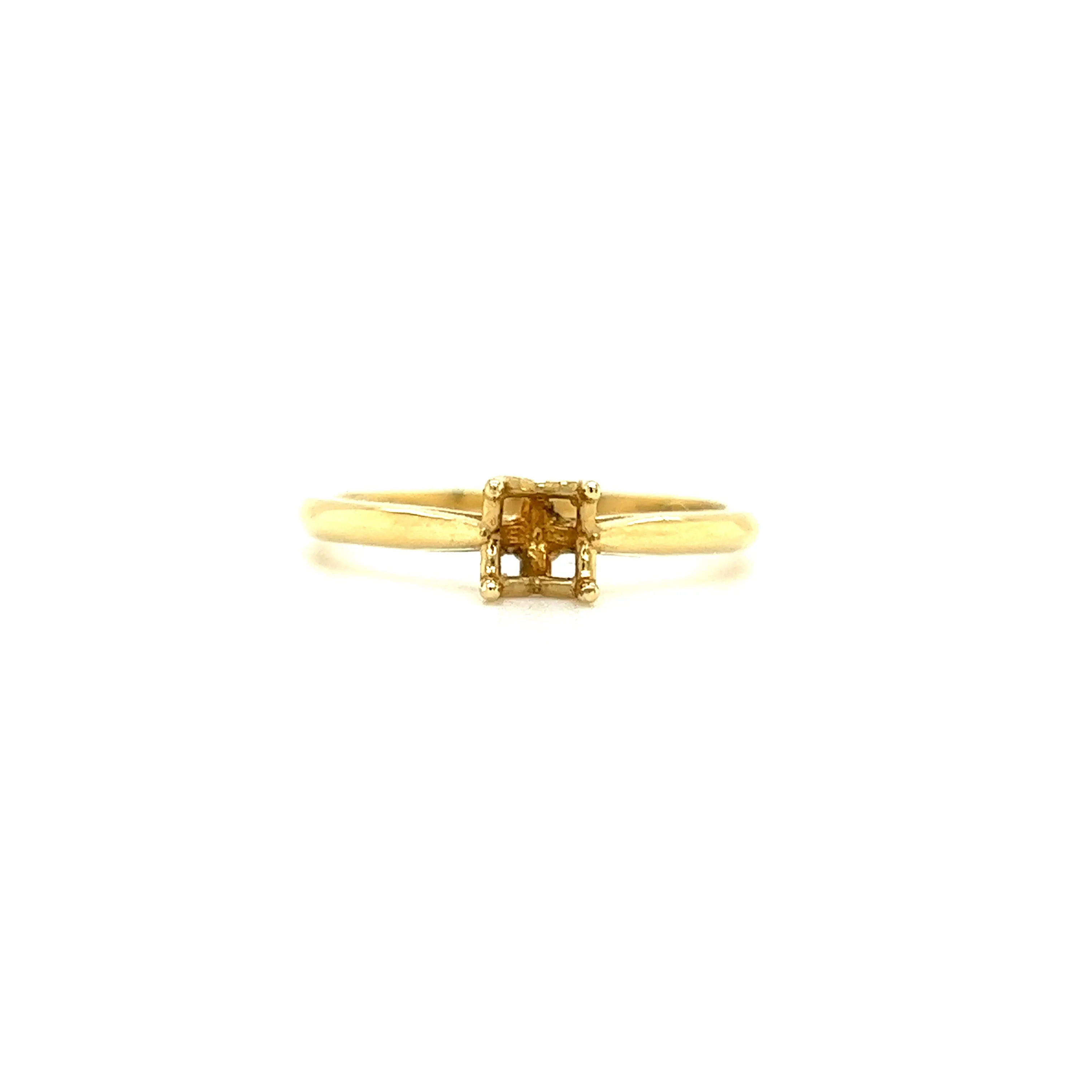 Solitaire Ring Setting with Four Prong Head in 14K Yellow Gold