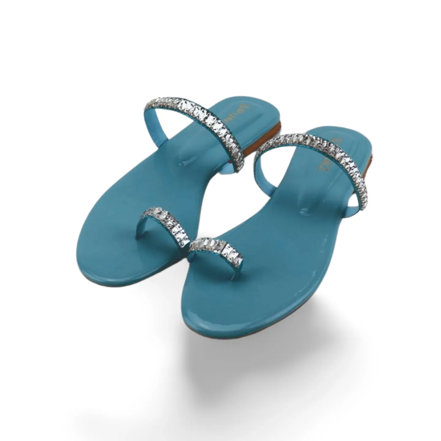 Sparkly Open Toe Sandals with Rhinestone Embellishments