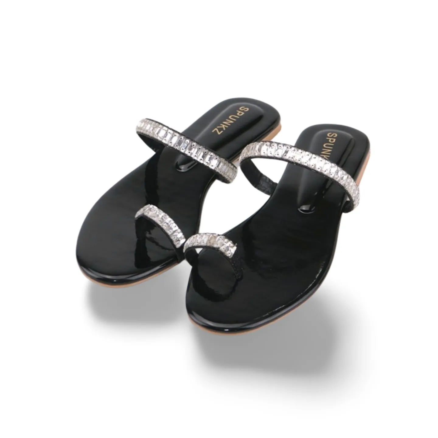 Sparkly Open Toe Sandals with Rhinestone Embellishments