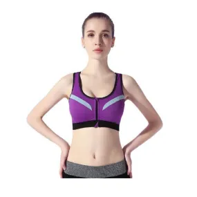 Sports Bra Non Padded Wirefree Double Layer Front Open Push Up Bra