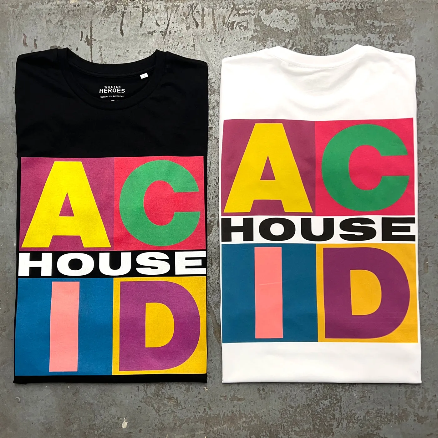 Squares Acid House Front Print - Tshirt - Black