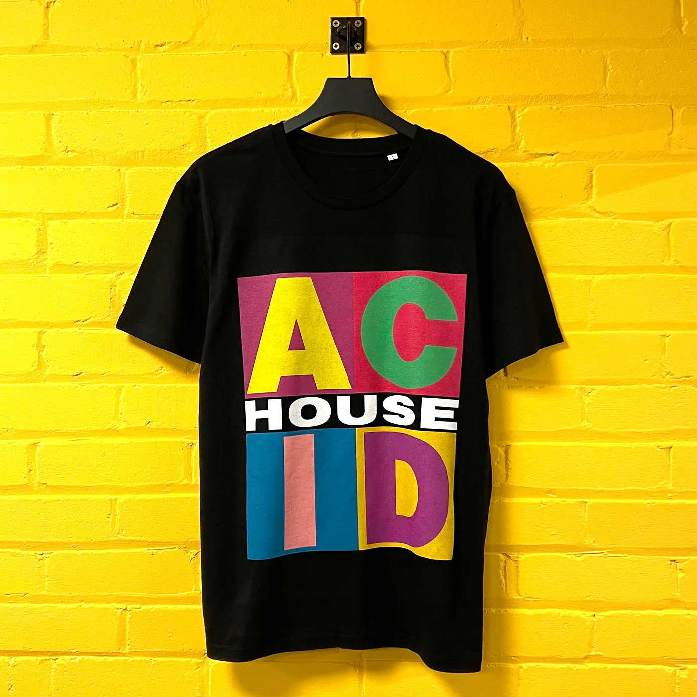 Squares Acid House Front Print - Tshirt - Black