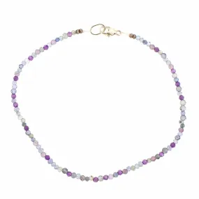 Sterling Silver Multi Gem Purple Beaded Bracelet