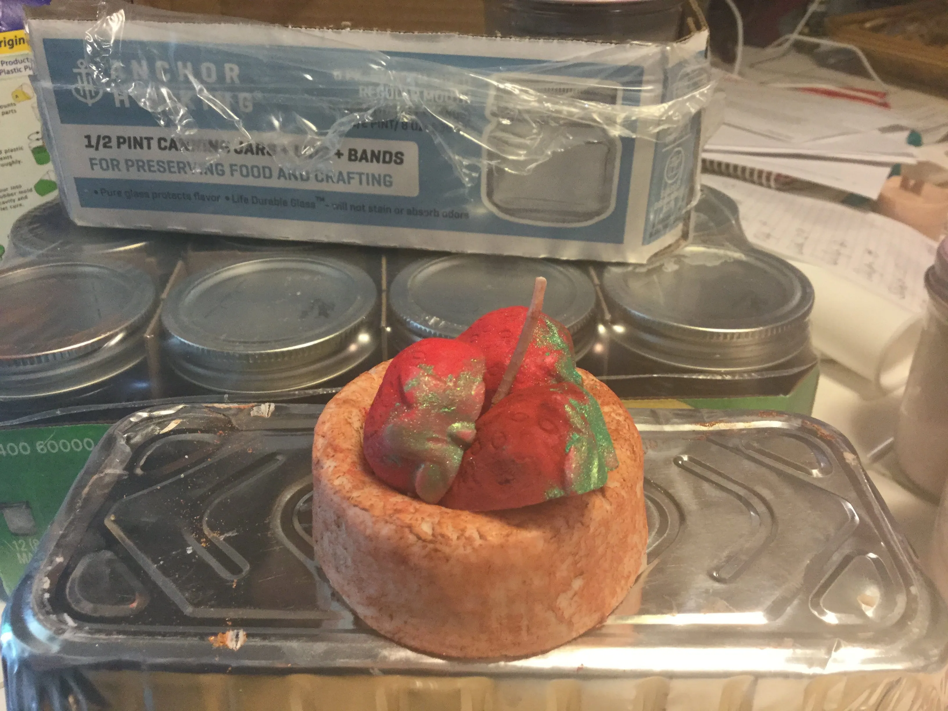 Strawberry Shortcake with Strawberries Bakery Creation Food Candle