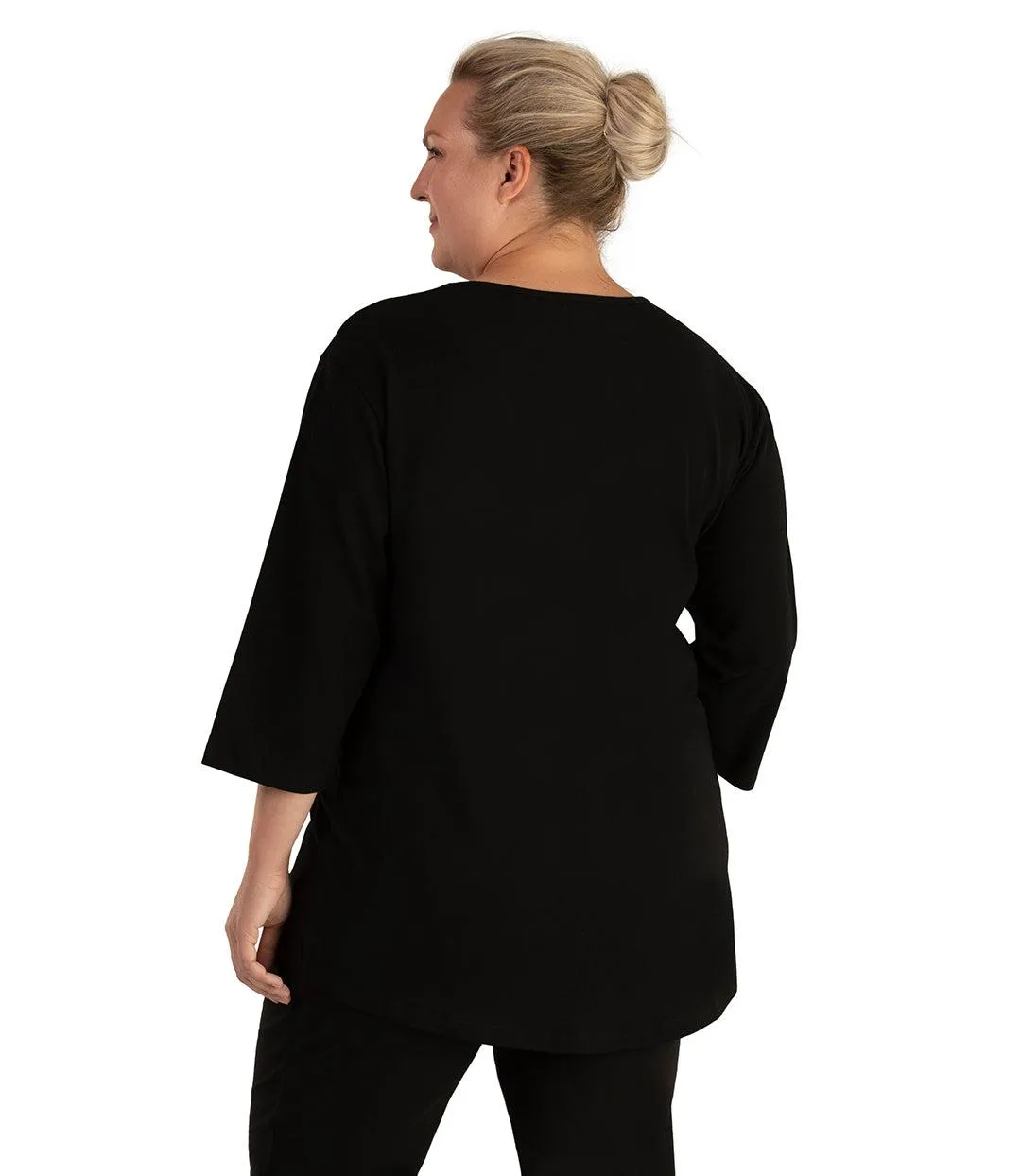 Stretch Naturals Scoop Neck 3/4 Sleeve Top Basic Colors