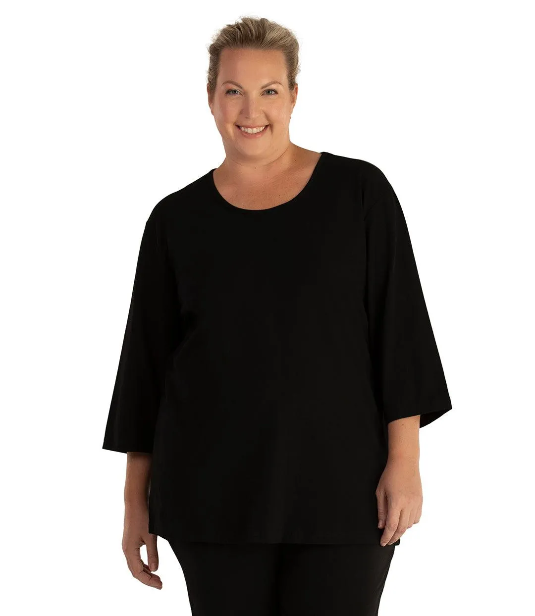 Stretch Naturals Scoop Neck 3/4 Sleeve Top Basic Colors