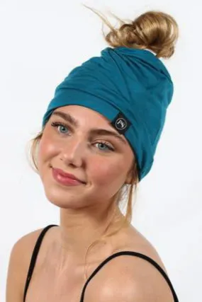 Teal Peek-A-Boo Beanie